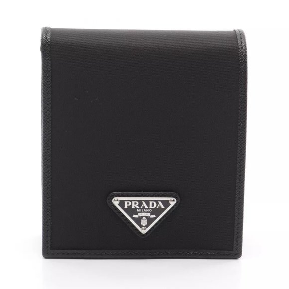 PRADA TESSUTO SAFFIAN Bi-fold wallet 2MO7382DMHF0002 Nylon leather Black NEW 1 - Picture 1 of 4